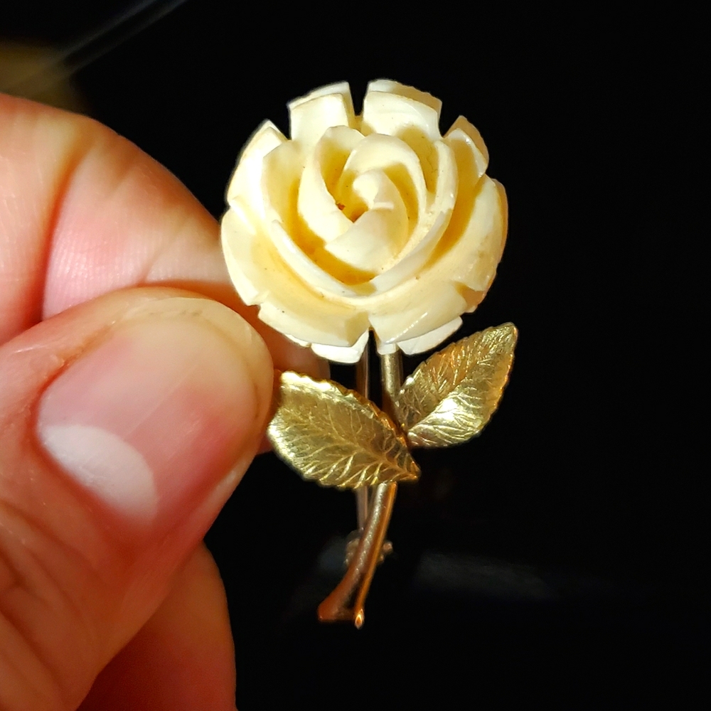 Krementz Gold Brooch Rose Flower - Picture 1 of 5